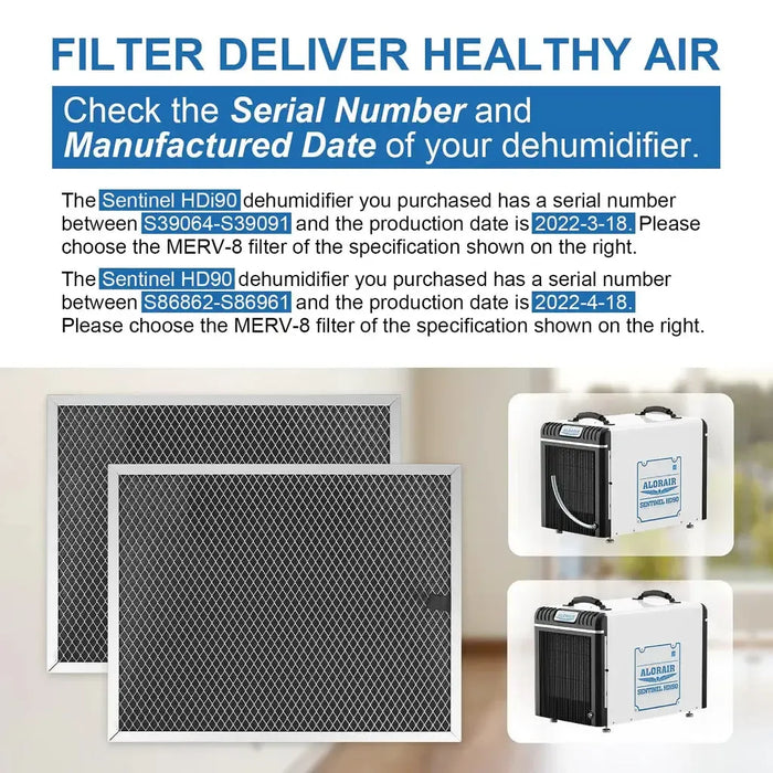 AlorAir MERV-1 Air Filter for Basement Dehumidifiers Sentinel HD90/HDi90 Series Furnace Filters 3 Pack (12.6 × 10.1 × 0.4 in) - AA-HD90F-FILTERS  Mini Split Systems Direct