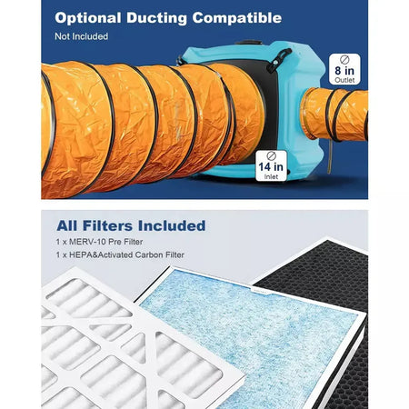 AlorAir PureAiro HEPA Max 870 Air Scrubber Stackable, Portable - HEPA-870-MAX  Mini Split Systems Direct