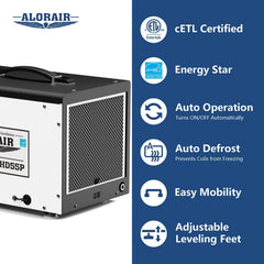 AlorAir Sentinel HD55P Dehumidifier with Pump and Drain Hose | 120 PPD, Auto Defrost, Humidity Control | Size for 1500 sq.ft - Sentinel-HD55P  Mini Split Systems Direct