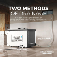 AlorAir Sentinel HD55P Dehumidifier with Pump and Drain Hose | 120 PPD, Auto Defrost, Humidity Control | Size for 1500 sq.ft - Sentinel-HD55P  Mini Split Systems Direct