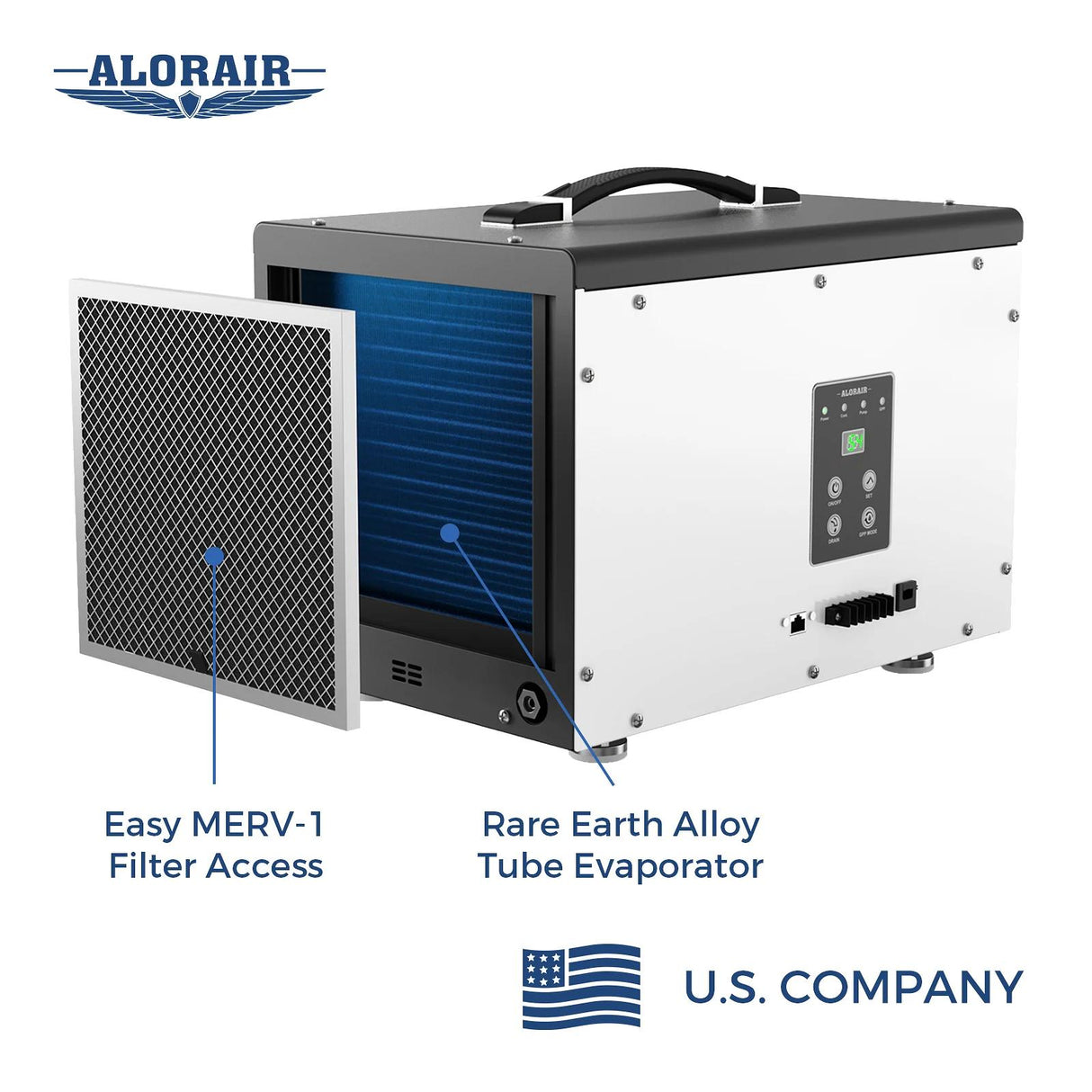 AlorAir Sentinel HD55P Dehumidifier with Pump and Drain Hose | 120 PPD, Auto Defrost, Humidity Control | Size for 1500 sq.ft