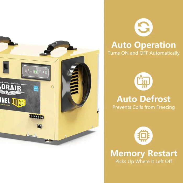 AlorAir Sentinel HD55S 120 PPD Dehumidifier in Gold for Basement, Crawl Space, Commercial Use - Sentinel HD55S-Gold  Mini Split Systems Direct