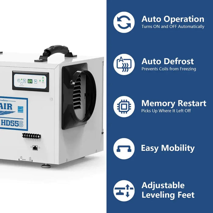 AlorAir Sentinel HD55S 120 PPD Dehumidifier in White for Basement, Crawl Space, Commercial Use - Sentinel HD55S White  Mini Split Systems Direct