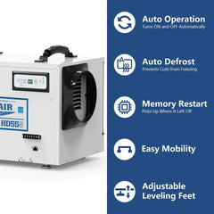 AlorAir Sentinel HD55S 120 PPD Dehumidifier in White for Basement, Crawl Space, Commercial Use - Sentinel HD55S White  Mini Split Systems Direct