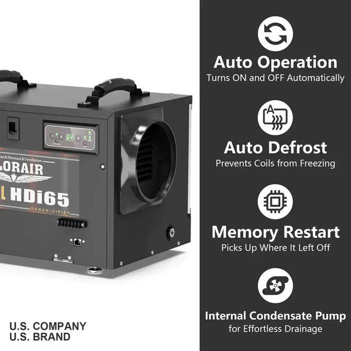 AlorAir Sentinel HDi65s Black Commercial Dehumidifiers Crawl Space Basement dehumidifier with Pump X003A6LVBJ - X003A6LVBJ  Mini Split Systems Direct