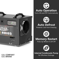 AlorAir Sentinel HDi65s Black Commercial Dehumidifiers Crawl Space Basement dehumidifier with Pump X003A6LVBJ - X003A6LVBJ  Mini Split Systems Direct