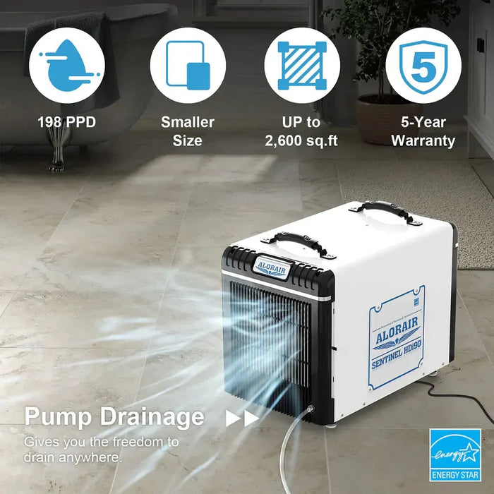 AlorAir Sentinel HDi90 90 PPD Basement and Crawl Space Dehumidifier with Pump - B01LW8WRUP  Mini Split Systems Direct