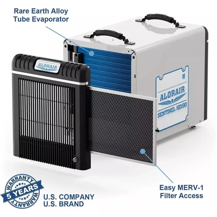 AlorAir Sentinel HDi90 90 PPD Basement and Crawl Space Dehumidifier with Pump - B01LW8WRUP  Mini Split Systems Direct