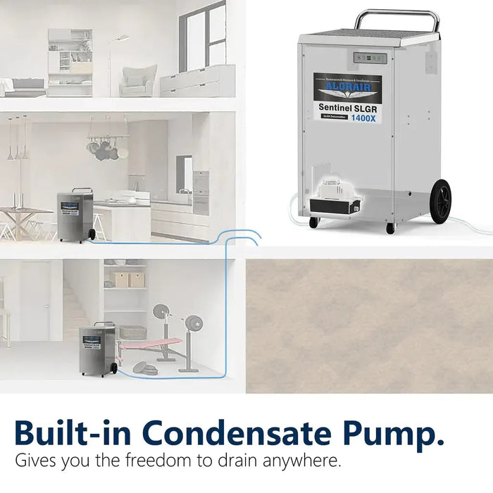 AlorAir® Sentinel SLGR 1400X Commercial Dehumidifier, 140 PPD with Pump, Stainless Steel Body - B07TD92N9L  Mini Split Systems Direct