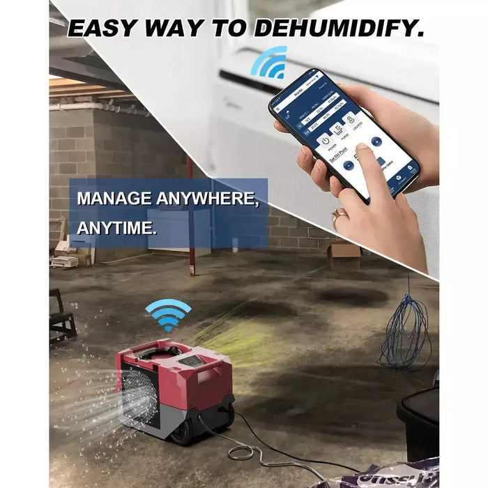 AlorAir Storm LGR 1250X Smart Wi-Fi Red Industrial Commercial Dehumidifier with Pump - 115V - X002J9OXR7  Mini Split Systems Direct