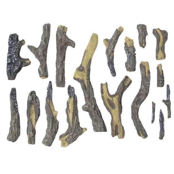 Amantii Oak 18 Piece Deluxe Media Kit Includes: 18 Logs, Stones, Pebbles & Embers