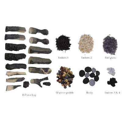Amantii Split Log 16 Piece Deluxe Media Set – Includes 16 logs, stones, pebbles, and embers - DESIGN-MEDIA-SPLITLOG-16PCE  Mini Split Systems Direct