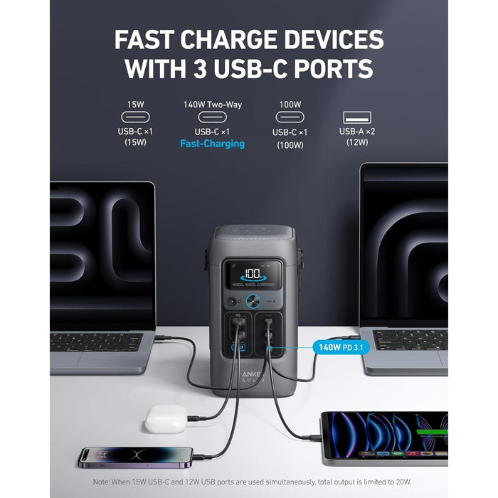 Anker SOLIX C200 DC Power Bank Station, 192Wh Portable Power Station, LiFePO4 Battery, 200W Solar Generator, for Outdoor Camping, Traveling, and Emergencies (No Wall Charger Included) - B0D62PMB3R-B0DBLMHRQ7  Mini Split Systems Direct