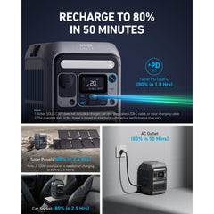 Anker Solar Generator SOLIX C300 with 60W Solar Panel, 288Wh Portable Power Station, 300W (600W Surge), LiFePO4 Battery, 140W Two-Way Fast Charging, for Outdoor Camping, Traveling, and Emergencies - B0D62GMQ3F  Mini Split Systems Direct