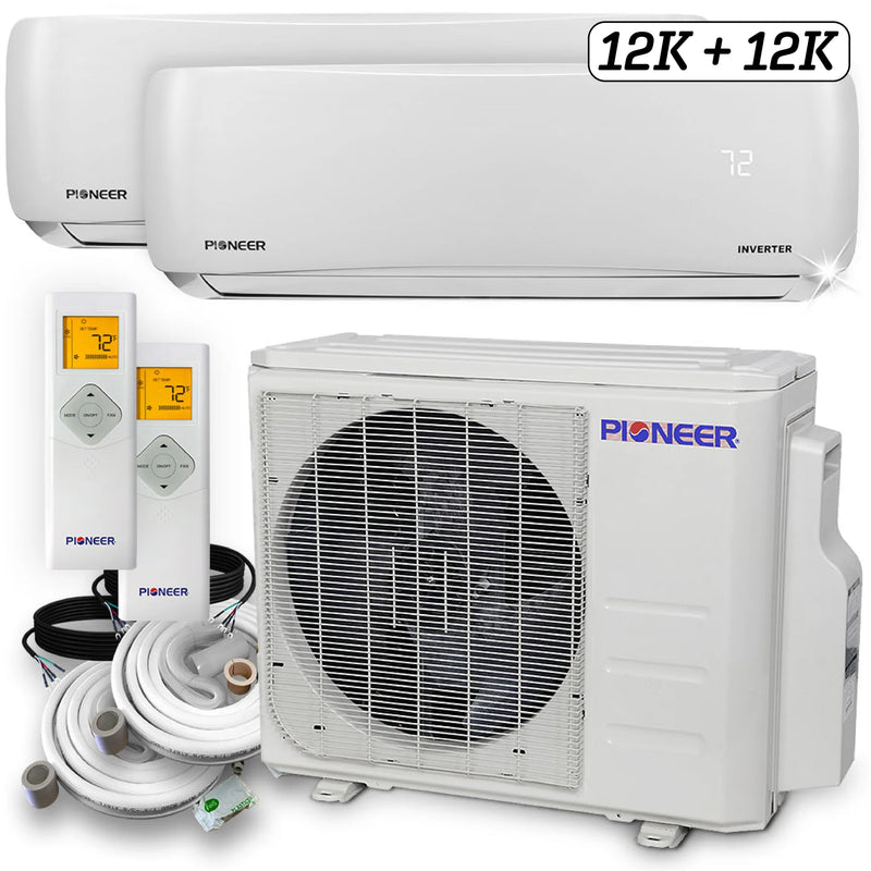 Pioneer® Dual 24000 BTU 2-Ton 21.5 SEER Multi (2) Zone Wall Mount Air Conditioner Heat Pump 230-Volt