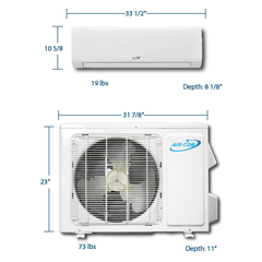 Air-Con Blue Hyper 9000 BTU 26 SEER Hyper Heat Mini Split Air Conditioner 15ft Lineset & Wiring