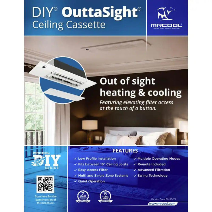 MRCOOL® DIY 5th Gen 55,000 BTU 22 SEER2 4-Zone Ceiling Cassette Ductless Mini-Split Air Conditioner and Heat Pump - DIY-MULTI6-55HP230D-O-BYO4ZCASS  Mini Split Systems Direct