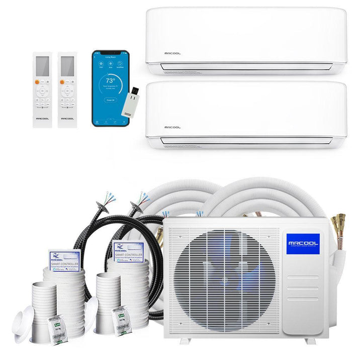 MRCOOL® DIY Mini Split 30,000 BTU 2 Zone Ductless Air Conditioner and Heat Pump with 12K + 18K Air Handlers and Install Kit - DIYM227HPW03C00-DIYM227HPW03C01-DIYM227HPW03C02-DIYM227HPW03C04-DIYM227HPW03C010  Mini Split Systems Direct