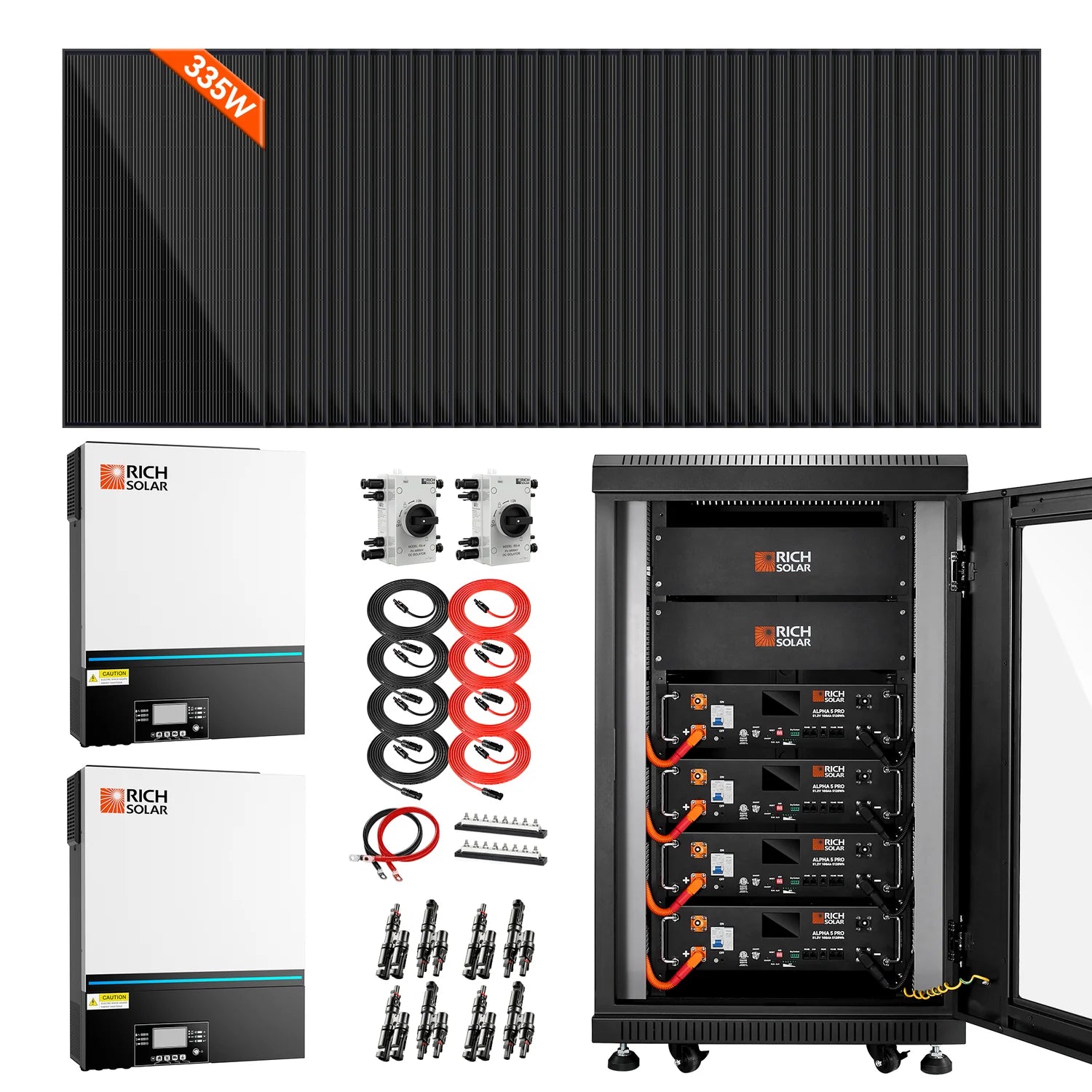 Rich Solar Complete Off-Grid Solar Kit | 13,000W 120/240V Output | 48VDC