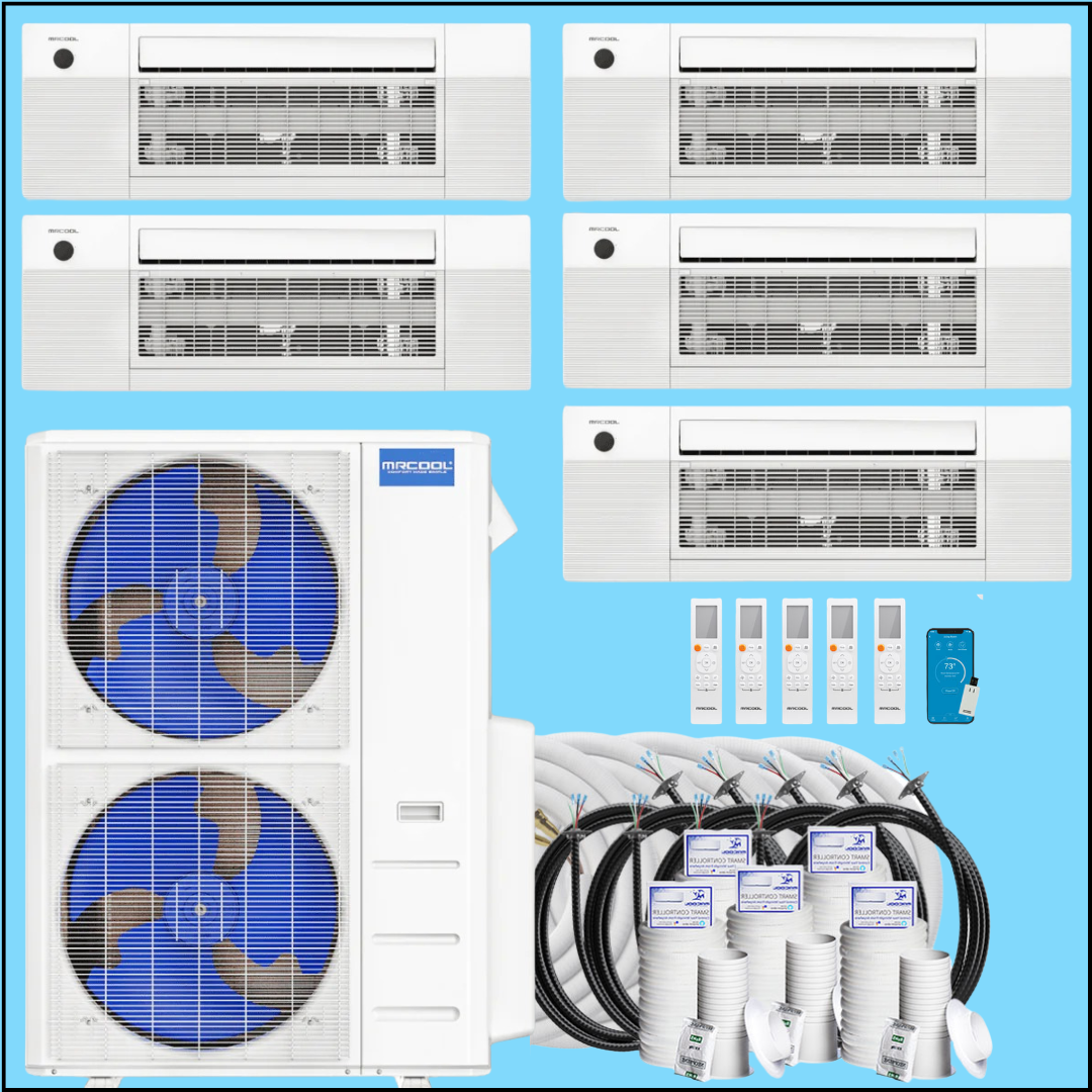 MRCOOL® DIY 5th Gen 55,000 BTU 22 SEER2 5-Zone Ceiling Cassette Ductless Mini-Split Air Conditioner and Heat Pump - Build Your Own MRCOOL® 5 Zone Ceiling Cassette Mini Split System R454B