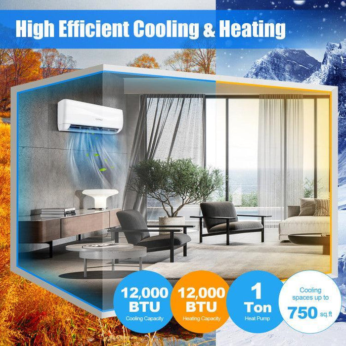 Costway 12000 BTU 17 SEER2 208-230V Ductless Mini Split Air Conditioner and Heater - 82365714  Mini Split Systems Direct