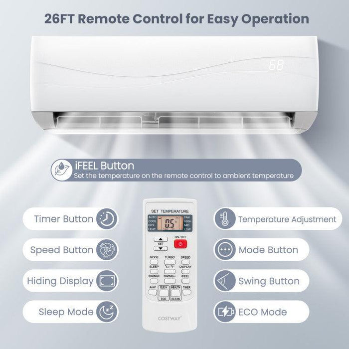 Costway 12000 BTU 20 SEER2 115V Ductless Mini Split Air Conditioner - 46052718  Mini Split Systems Direct