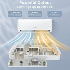 Costway 12000 BTU 21 SEER2 208-230V Ductless Mini Split Air Conditioner and Heater