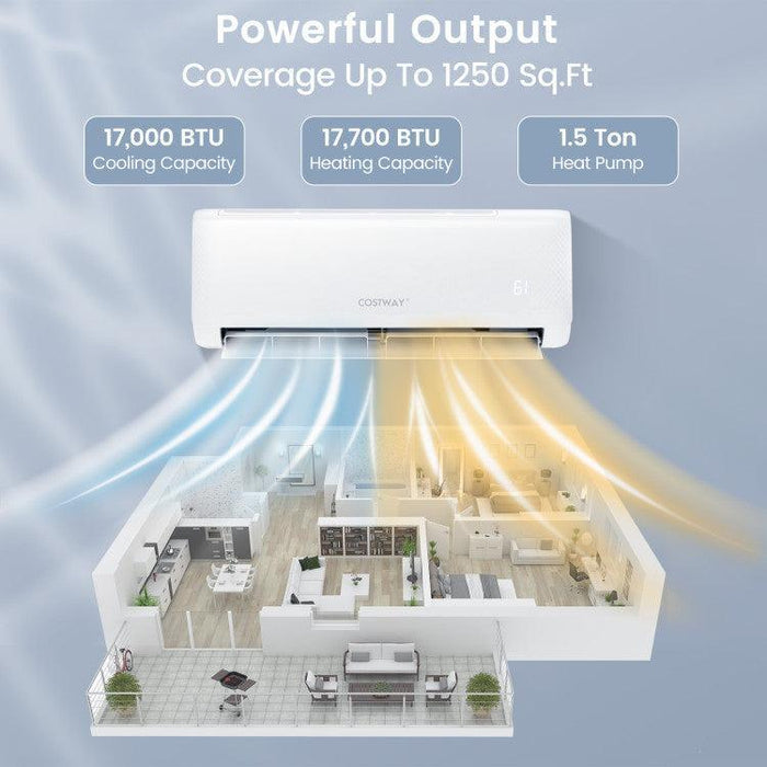 Costway 17000 BTU 21 SEER2 208-230V Ductless Mini Split Air Conditioner and Heater - 29843657  Mini Split Systems Direct