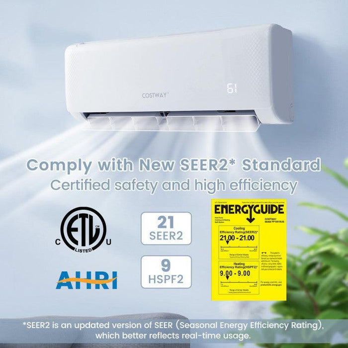 Costway 17000 BTU 21 SEER2 208-230V Ductless Mini Split Air Conditioner and Heater - 29843657  Mini Split Systems Direct