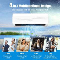 Costway 18000 BTU 19 SEER2 208-230V Ductless Mini Split Air Conditioner and Heater - 56183940  Mini Split Systems Direct