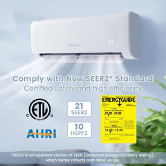 Costway 22000 BTU 21 SEER2 208-230V Ductless Mini Split Air Conditioner and Heater