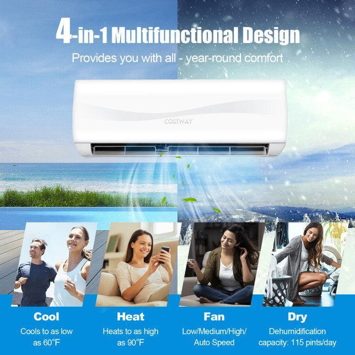 Costway 23000 BTU 18.5 SEER2 208-230V Ductless Mini Split Air Conditioner and Heater - 53792810  Mini Split Systems Direct