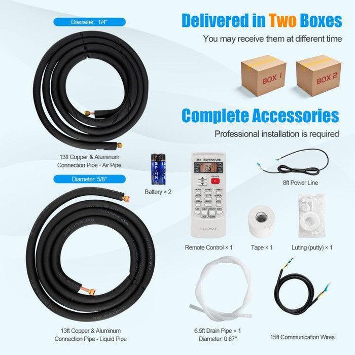 Costway 23000 BTU 18.5 SEER2 208-230V Ductless Mini Split Air Conditioner and Heater - 53792810  Mini Split Systems Direct