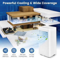 Costway 5000/6000 BTU(SACC) Portable Air Conditioner Cools 250 Sq.Ft - FP10233US-WH-FP10270US-WH  Mini Split Systems Direct