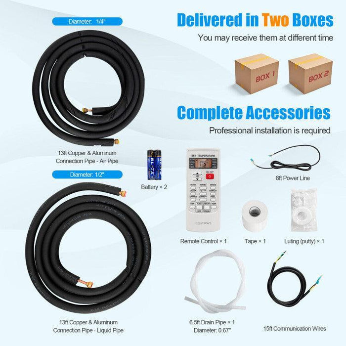 Costway 9000 BTU 17 SEER2 208-230V Ductless Mini Split Air Conditioner and Heater - 13847269  Mini Split Systems Direct