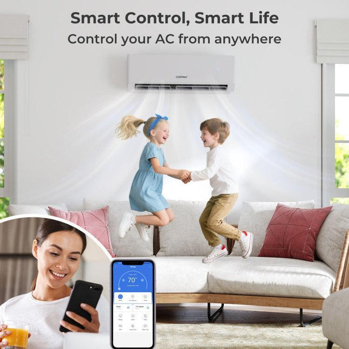 Costway UltrEco Series 18000 BTU 2 Zone 22 SEER2 Mini Split Air Conditioner Wifi Enabled with Heat Pump 7K + 7K - 594372816-7K+7K  Mini Split Systems Direct