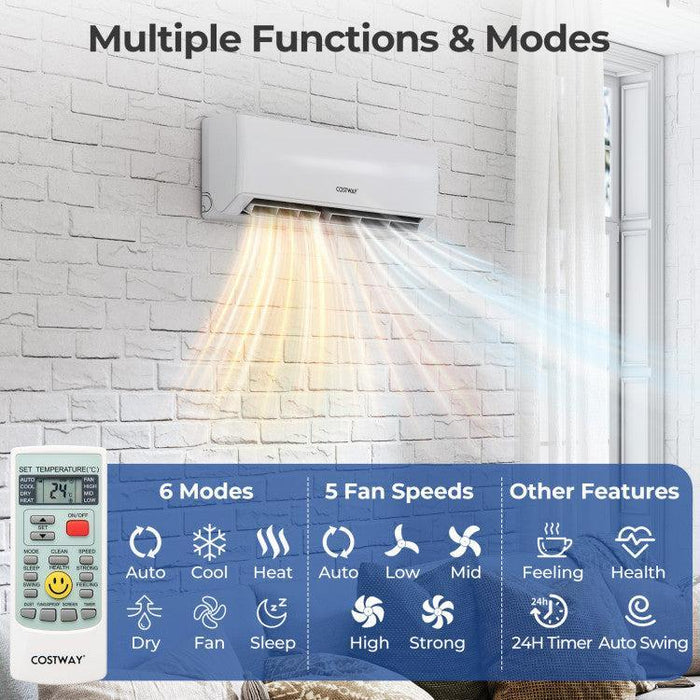 Costway UltrEco Series 18000 BTU 2 Zone 22 SEER2 Mini Split Air Conditioner Wifi Enabled with Heat Pump 7K + 7K - 594372816-7K+7K  Mini Split Systems Direct