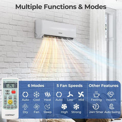 Costway UltrEco Series 18000 BTU 2 Zone 22 SEER2 Mini Split Air Conditioner Wifi Enabled with Heat Pump 7K + 7K - 594372816-7K+7K  Mini Split Systems Direct