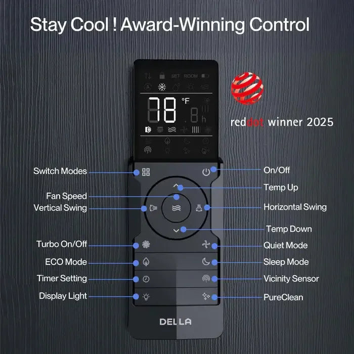 DELLA 12,000 BTU 22 SEER2 Ceiling Cassette Ductless Mini Split AC - Up to 280 Sq.Ft.