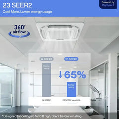 DELLA 9,500 BTU 23 SEER2 Ceiling Cassette Ductless Mini Split AC - Up to 200 Sq.Ft. - 048-CC-9K2V-23S-I+O  Mini Split Systems Direct