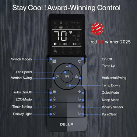 DELLA Optima Series 12000 BTU 24 SEER2 Ultra Heat Mini-Split AC - Up to 550 Sq.Ft. - 048-TP-12K2V-24S-I+O  Mini Split Systems Direct