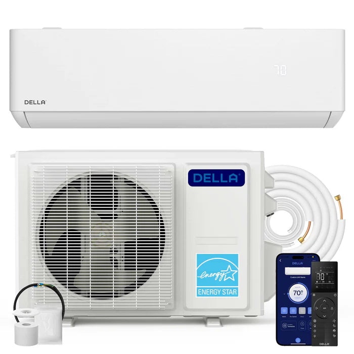 DELLA Optima Series 9000 BTU 24 SEER2 Ultra Heat Mini-Split AC - Up to 400 Sq.Ft.