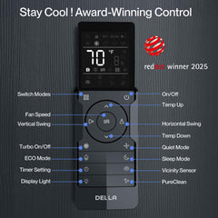 DELLA Optima Series Mini Split AC R410A Refrigerant 18000 BTU SEER2 22 Up to 1000 Sq.Ft. / 230 V