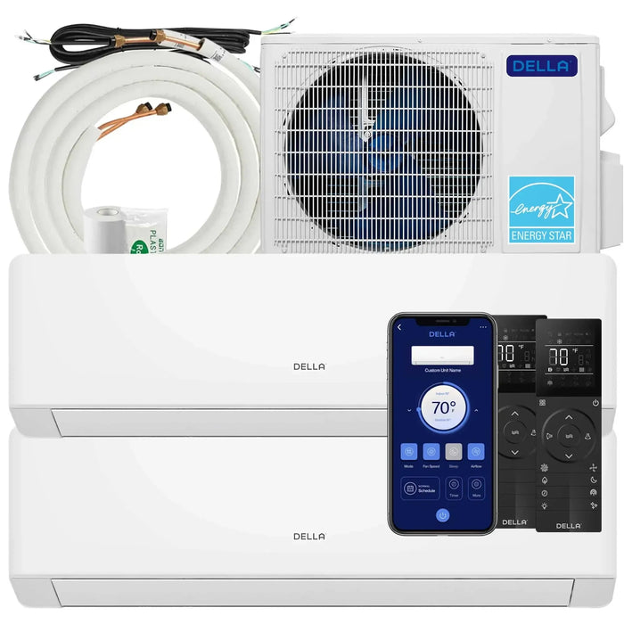 DELLA Serena Series 18000 BTU Dual Zone Mini Split AC (9K + 9K) - Up to 800 Sq.Ft. -   Mini Split Systems Direct