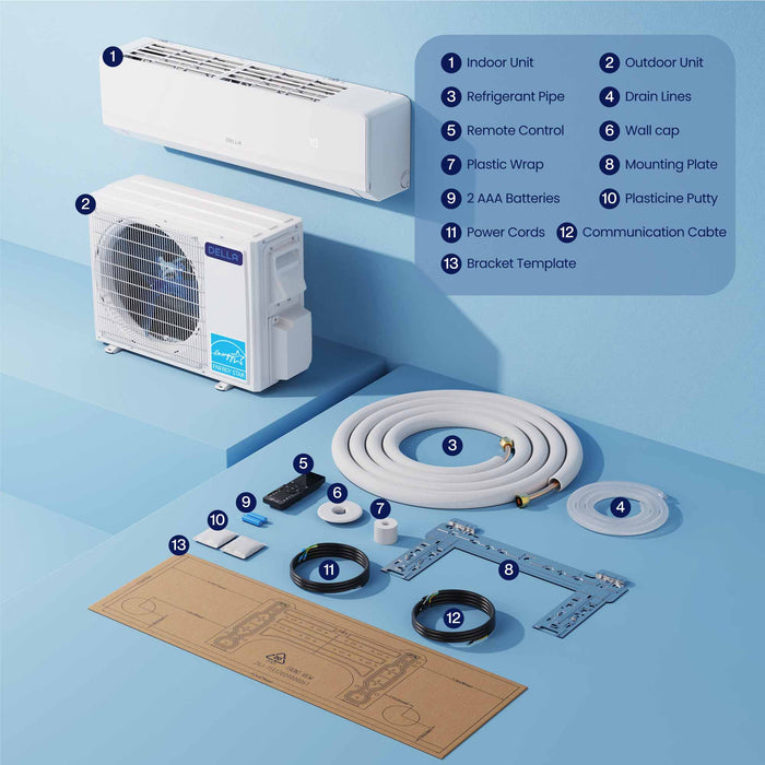 DELLA Serena Series 18000 BTU Dual Zone Mini Split AC (9K + 9K) - Up to 800 Sq.Ft. -   Mini Split Systems Direct