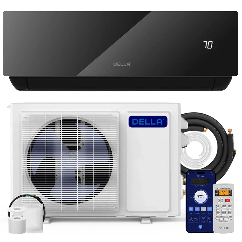 DELLA Umbra Series Mini Split AC R32 Refrigerant 12000 BTU SEER2 20 Up to 550 Sq.Ft. / 110 V