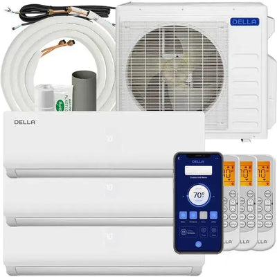 DELLA Vario Series 27000 BTU Tri-Zone Mini Split AC (12K+12K+12K) – Up to 1650 Sq.Ft. - 27K+T121212_1-27K+T121212+25_1-27K+T121212+2*25_1-27K+T121212+3*25_1-27K+T121212+50_1  Mini Split Systems Direct