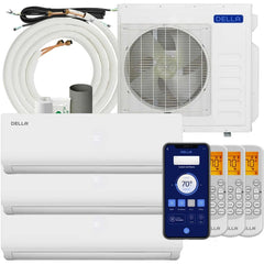 DELLA Vario Series 36000 BTU Tri Zone Mini Split AC 12K+12K+24K Up to 2600 Sq.Ft.