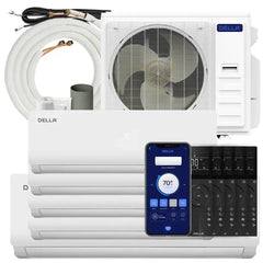 DELLA Vario Series 45000 BTU Five Zone Mini Split AC with R-454B (9K+9K+12k+12K+18k) - Up to 2900 Sq.Ft.