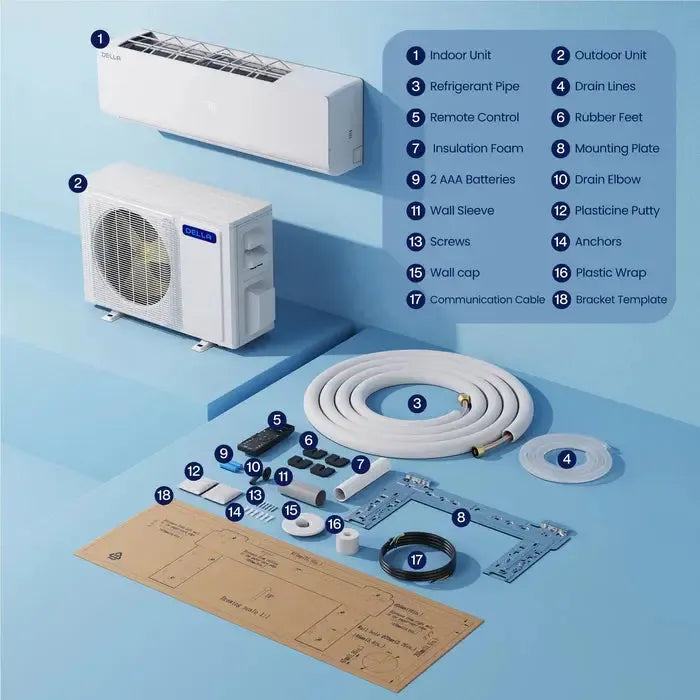 DELLA Vario Series 45000 BTU Five Zone Mini Split AC with R-454B (9K+9K+9k+12K+12k) - Up to 2300 Sq.Ft.